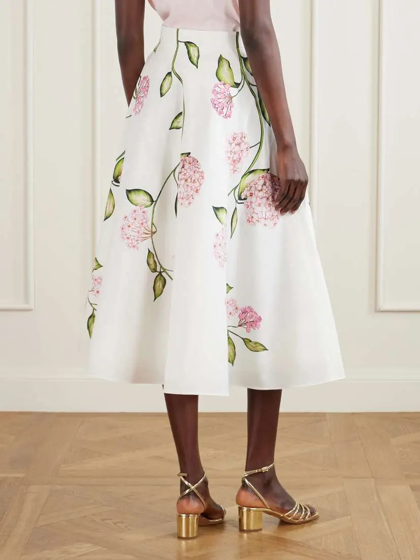 Oscar de la Renta Porcelain Floral-print Stretch Cotton-poplin Midi Skirt | Thumbnail 4 Oscar de la Renta Porcelain Floral-print Stretch Cotton-poplin Midi Skirt | Thumbnail 4