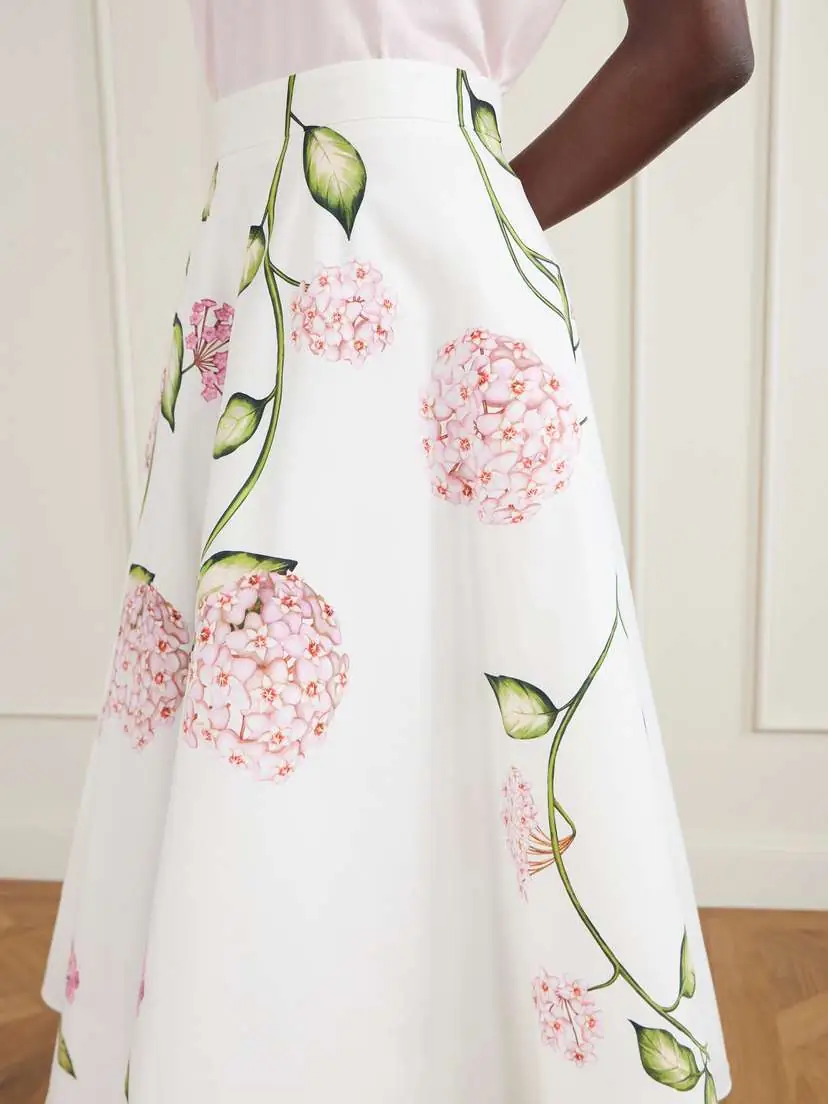 Oscar de la Renta Porcelain Floral-print Stretch Cotton-poplin Midi Skirt | Thumbnail 5 Oscar de la Renta Porcelain Floral-print Stretch Cotton-poplin Midi Skirt | Thumbnail 5