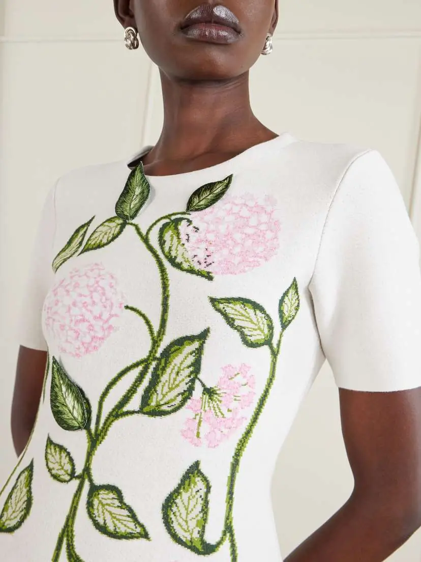Oscar de la Renta Appliquéd Jacquard-knit Mini Dress | Thumbnail 4 Oscar de la Renta Appliquéd Jacquard-knit Mini Dress | Thumbnail 4