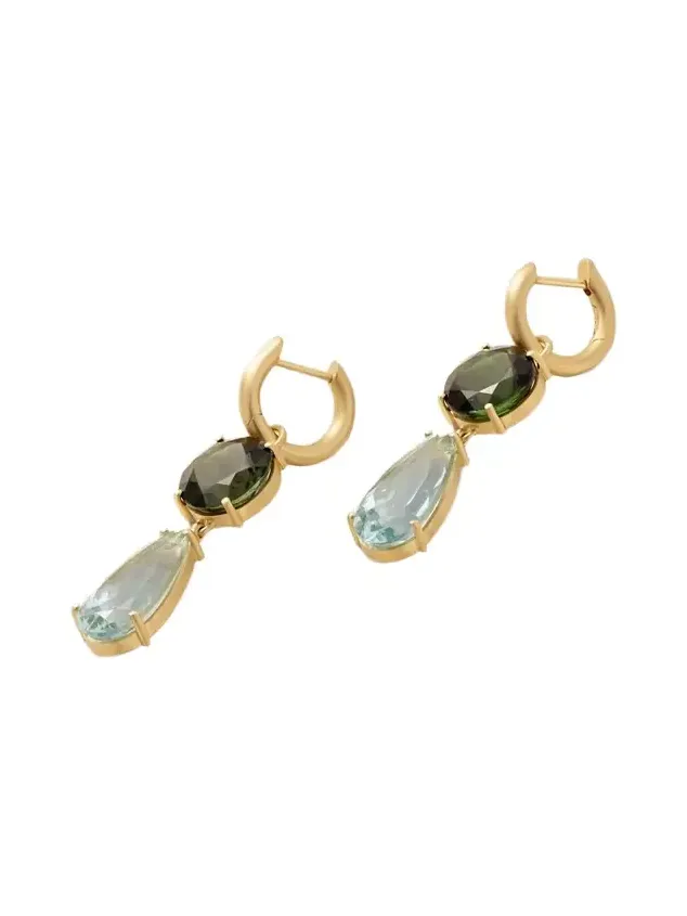 Gemmy Gem 18-karat Gold, Aquamarine And Tourmaline Earrings - Green Gemmy Gem 18-karat Gold, Aquamarine And Tourmaline Earrings - Green
