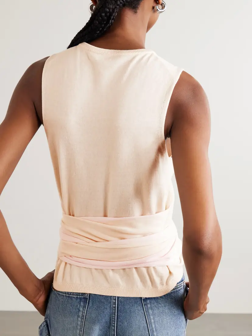 JW Anderson Tie-detailed Cotton And Cashmere-blend Tank | Thumbnail 3