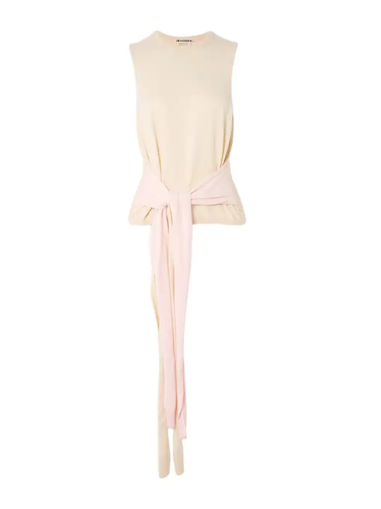 Tie-detailed Cotton And Cashmere-blend Tank Tie-detailed Cotton And Cashmere-blend Tank