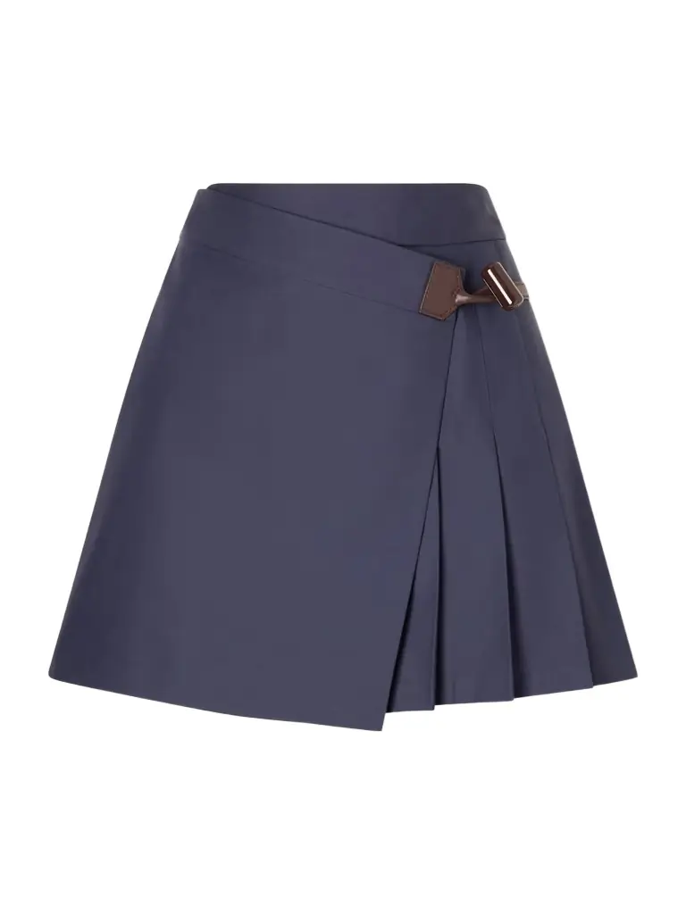 Loewe Pleated Leather-trimmed Cotton-blend Mini Skirt | Image 1 Loewe Pleated Leather-trimmed Cotton-blend Mini Skirt | Image 1