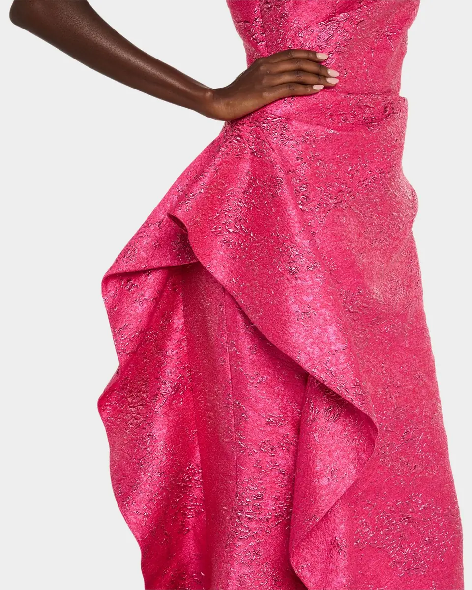 Rickie Freeman for Teri Jon One-Shoulder Metallic Jacquard Trumpet Gown | Thumbnail 9 Rickie Freeman for Teri Jon One-Shoulder Metallic Jacquard Trumpet Gown | Thumbnail 9