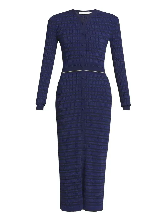 Ivanna Long-Sleeve Micro Check Dress