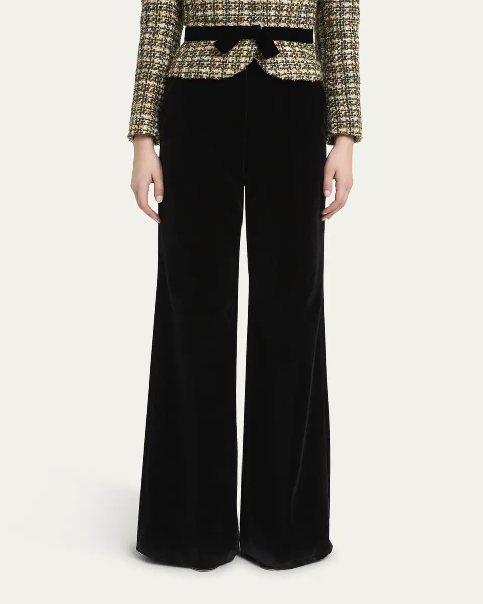 Valentino Garavani Velvet Wide-Leg Pants | Thumbnail 4 Valentino Garavani Velvet Wide-Leg Pants | Thumbnail 4