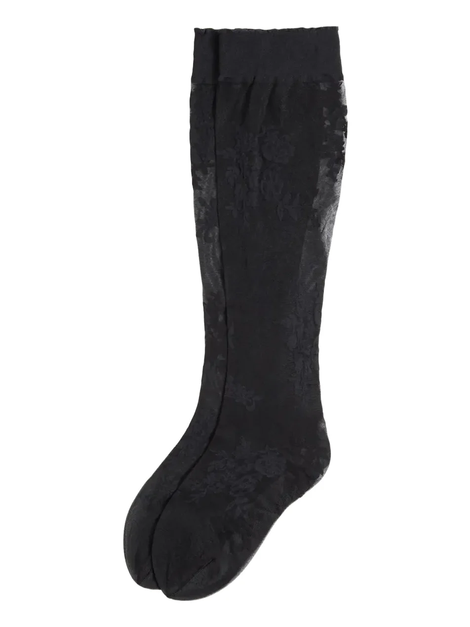 Floral Lace Knee-High Socks