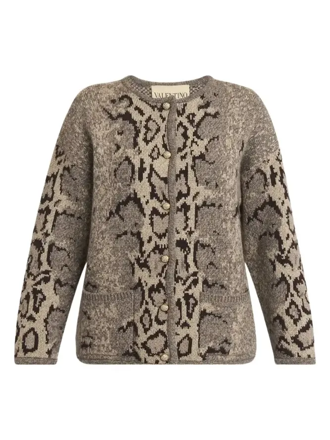 Snakeskin-Knit Cashmere Cardigan