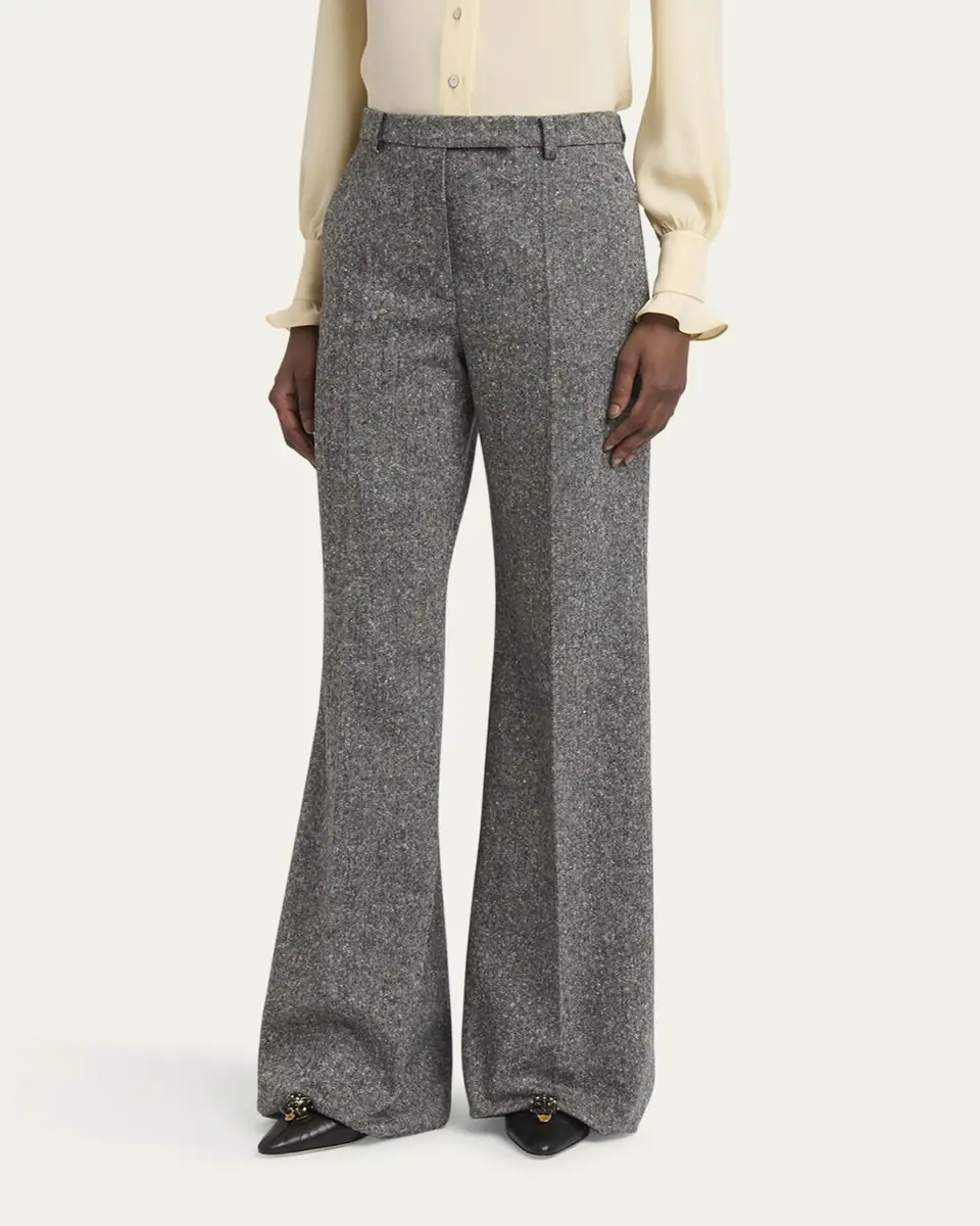 Valentino Garavani Wool Woven Flare Pants | Thumbnail 4 Valentino Garavani Wool Woven Flare Pants | Thumbnail 4