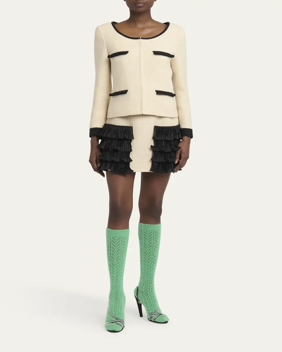 Valentino Garavani Bow Tweed Tailored Zip Jacket | Thumbnail 2 Valentino Garavani Bow Tweed Tailored Zip Jacket | Thumbnail 2