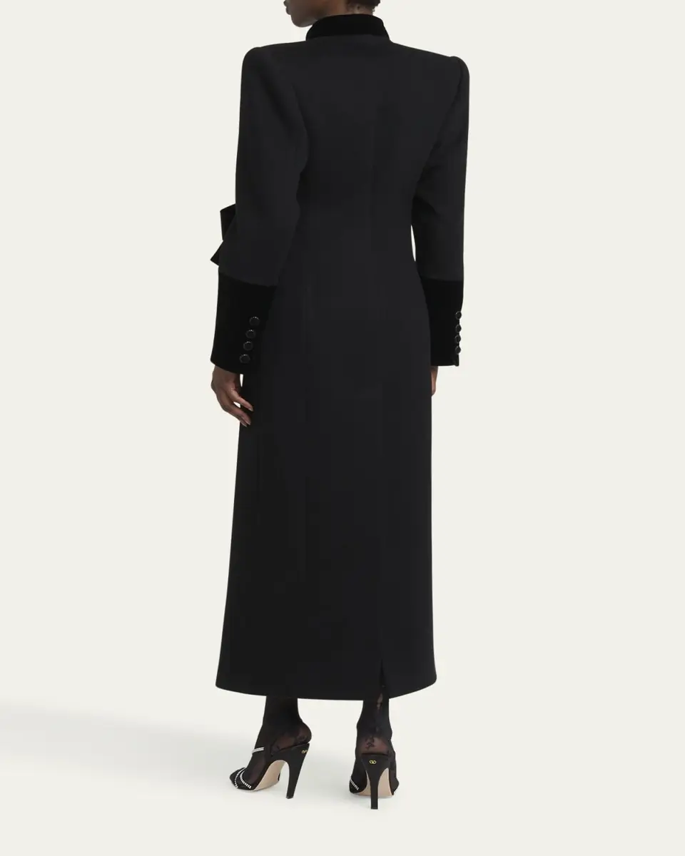 Valentino Garavani Velvet Bow Double-Breasted Wool-Cashmere Long Coat | Thumbnail 3 Valentino Garavani Velvet Bow Double-Breasted Wool-Cashmere Long Coat | Thumbnail 3