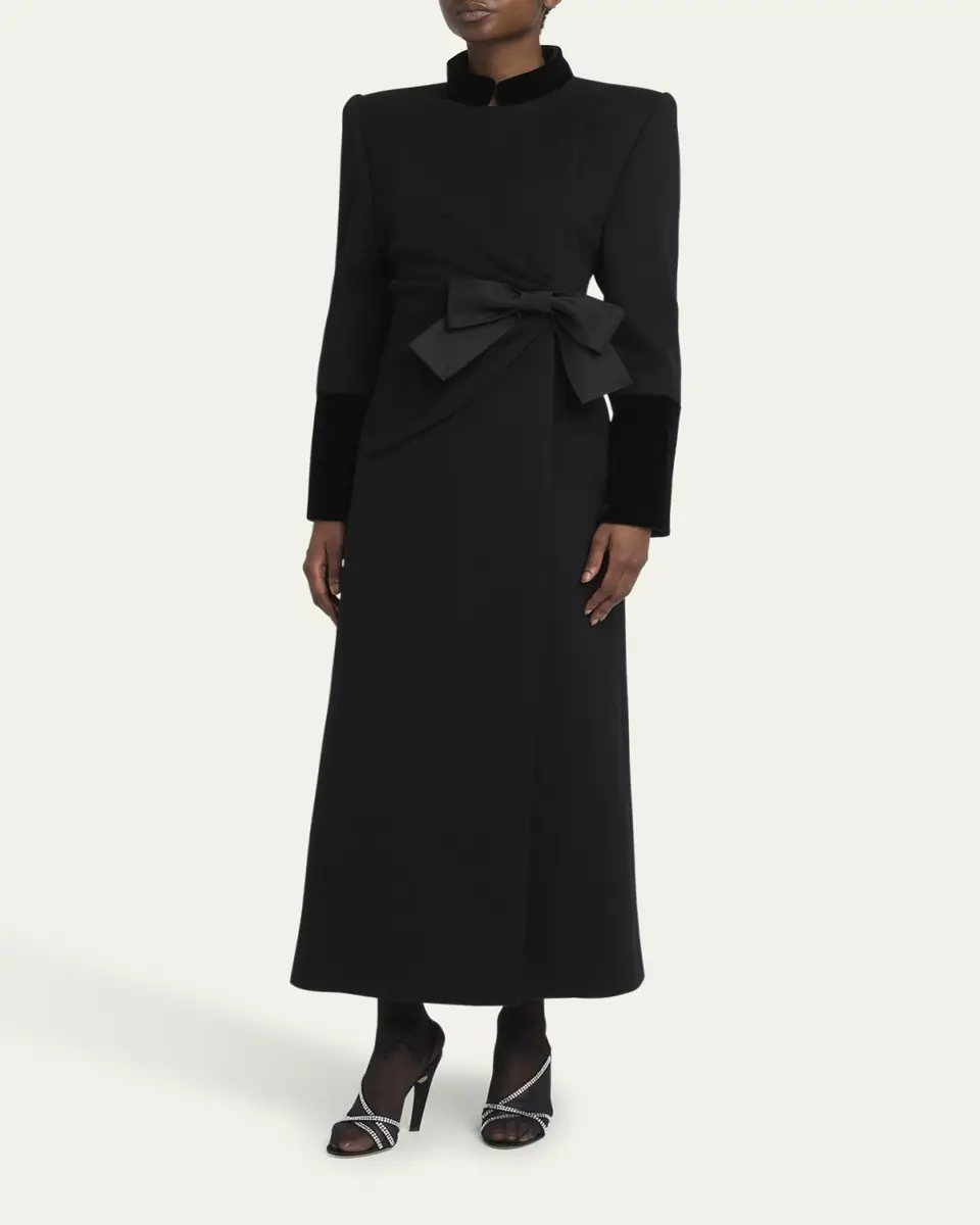 Valentino Garavani Velvet Bow Double-Breasted Wool-Cashmere Long Coat | Thumbnail 4 Valentino Garavani Velvet Bow Double-Breasted Wool-Cashmere Long Coat | Thumbnail 4