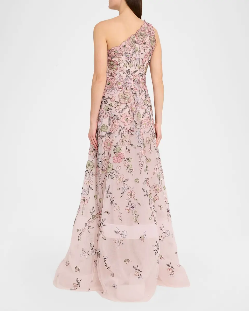Rickie Freeman for Teri Jon One-Shoulder Embroidered Tulle Gown | Thumbnail 7 Rickie Freeman for Teri Jon One-Shoulder Embroidered Tulle Gown | Thumbnail 7