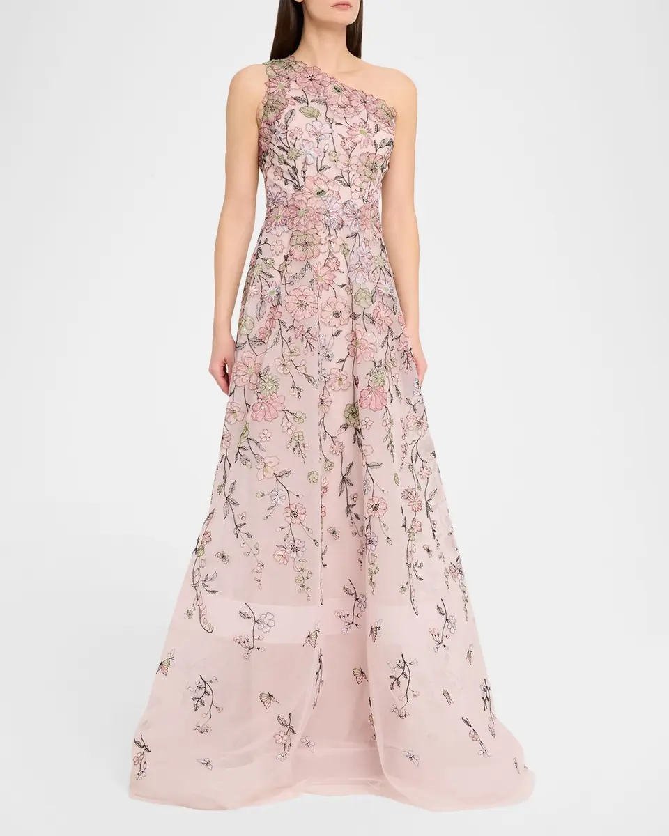 Rickie Freeman for Teri Jon One-Shoulder Embroidered Tulle Gown | Thumbnail 8 Rickie Freeman for Teri Jon One-Shoulder Embroidered Tulle Gown | Thumbnail 8