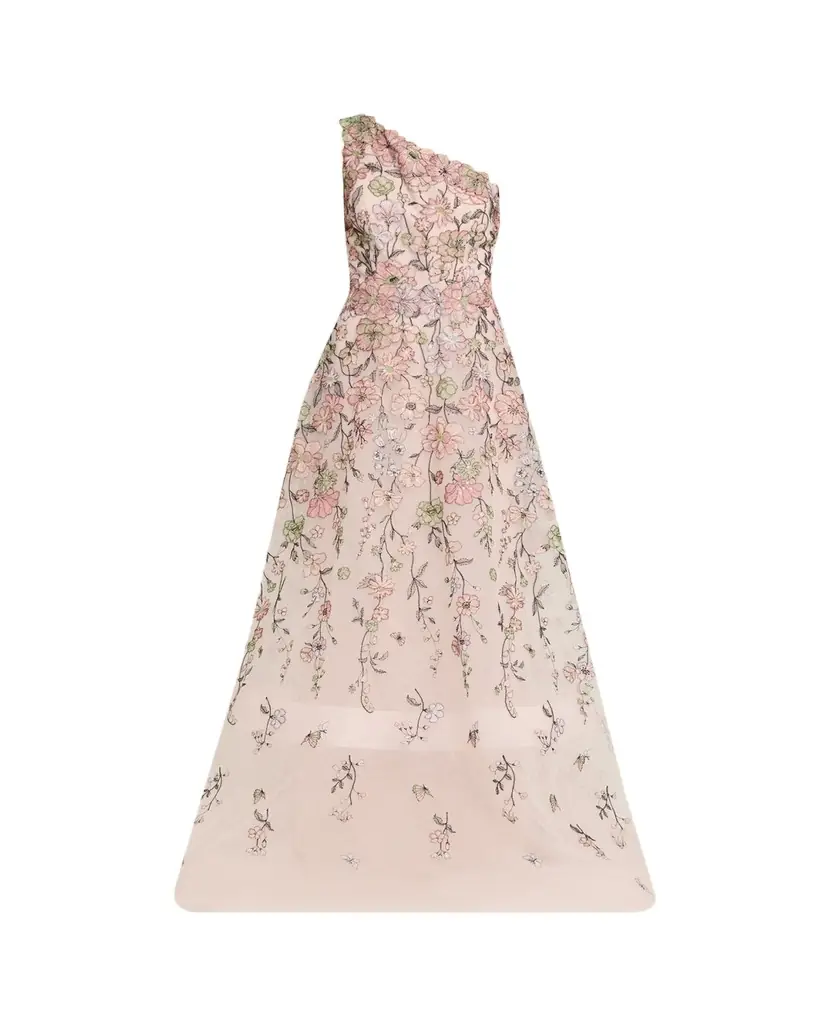 Rickie Freeman for Teri Jon One-Shoulder Embroidered Tulle Gown | Image 1 Rickie Freeman for Teri Jon One-Shoulder Embroidered Tulle Gown | Image 1