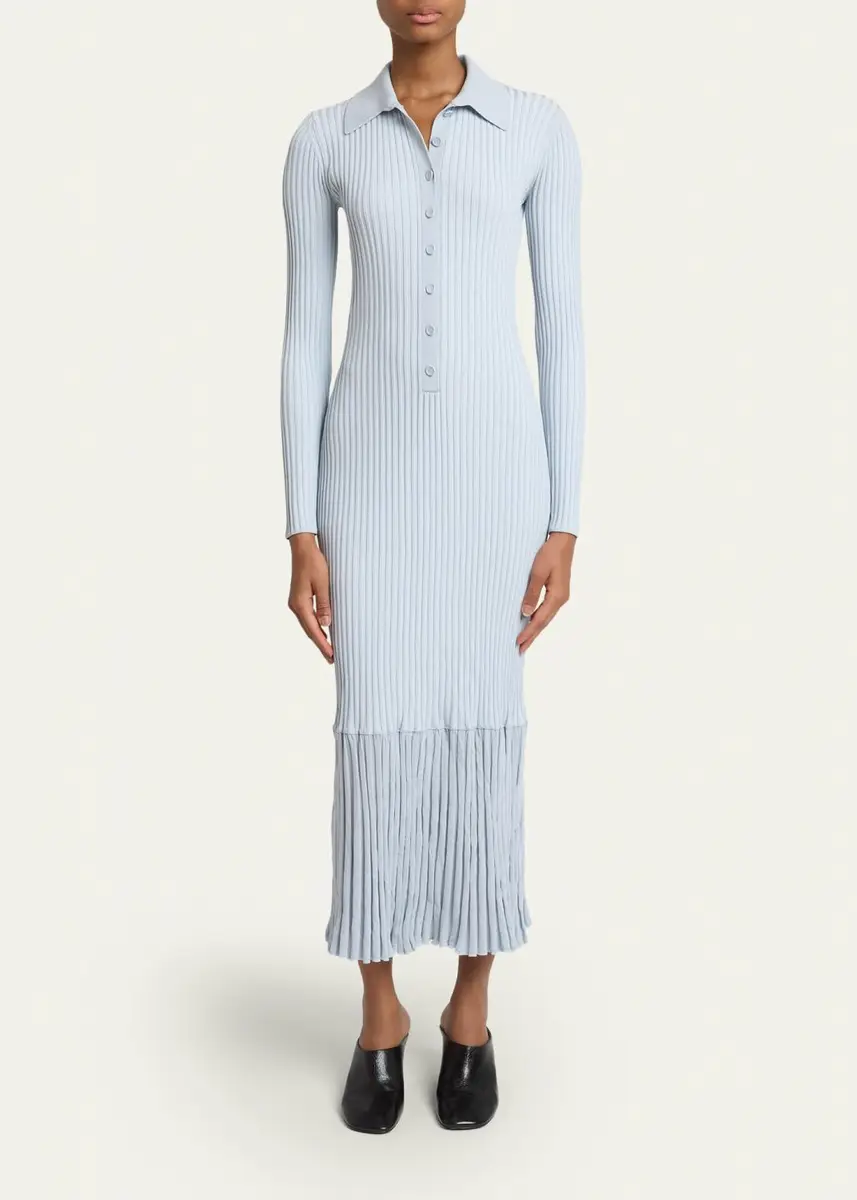 Proenza Schouler Luiza Rib-Knit Long-Sleeve Dress | Thumbnail 2 Proenza Schouler Luiza Rib-Knit Long-Sleeve Dress | Thumbnail 2