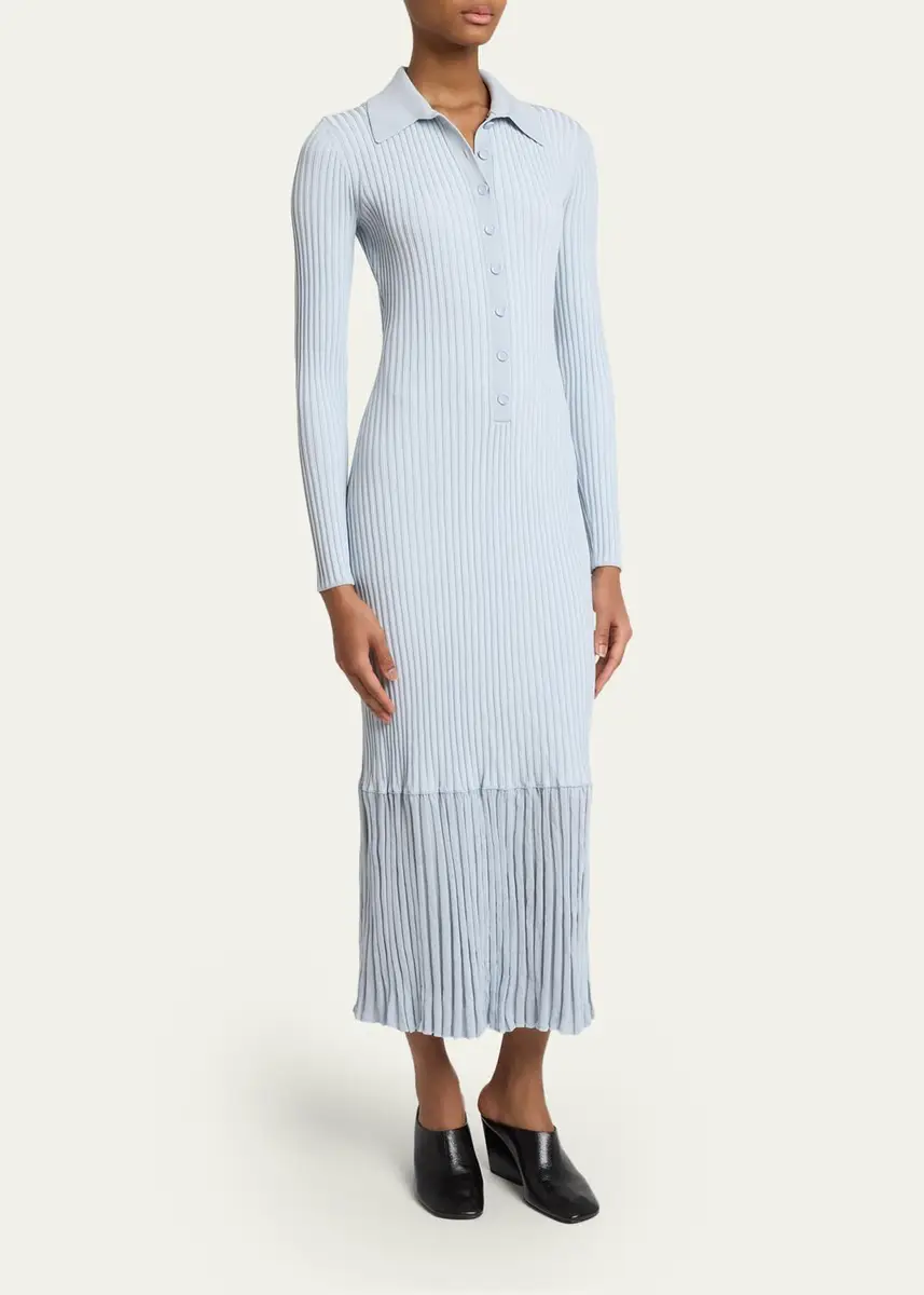 Proenza Schouler Luiza Rib-Knit Long-Sleeve Dress | Thumbnail 4 Proenza Schouler Luiza Rib-Knit Long-Sleeve Dress | Thumbnail 4