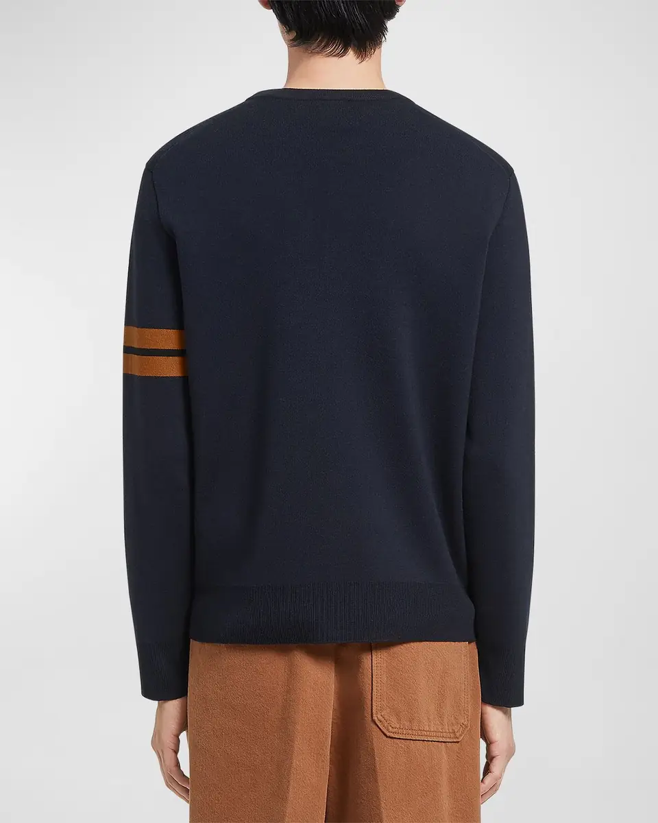 Zegna Men's Signifier Stripe Wool Crewneck Sweater | Thumbnail 2