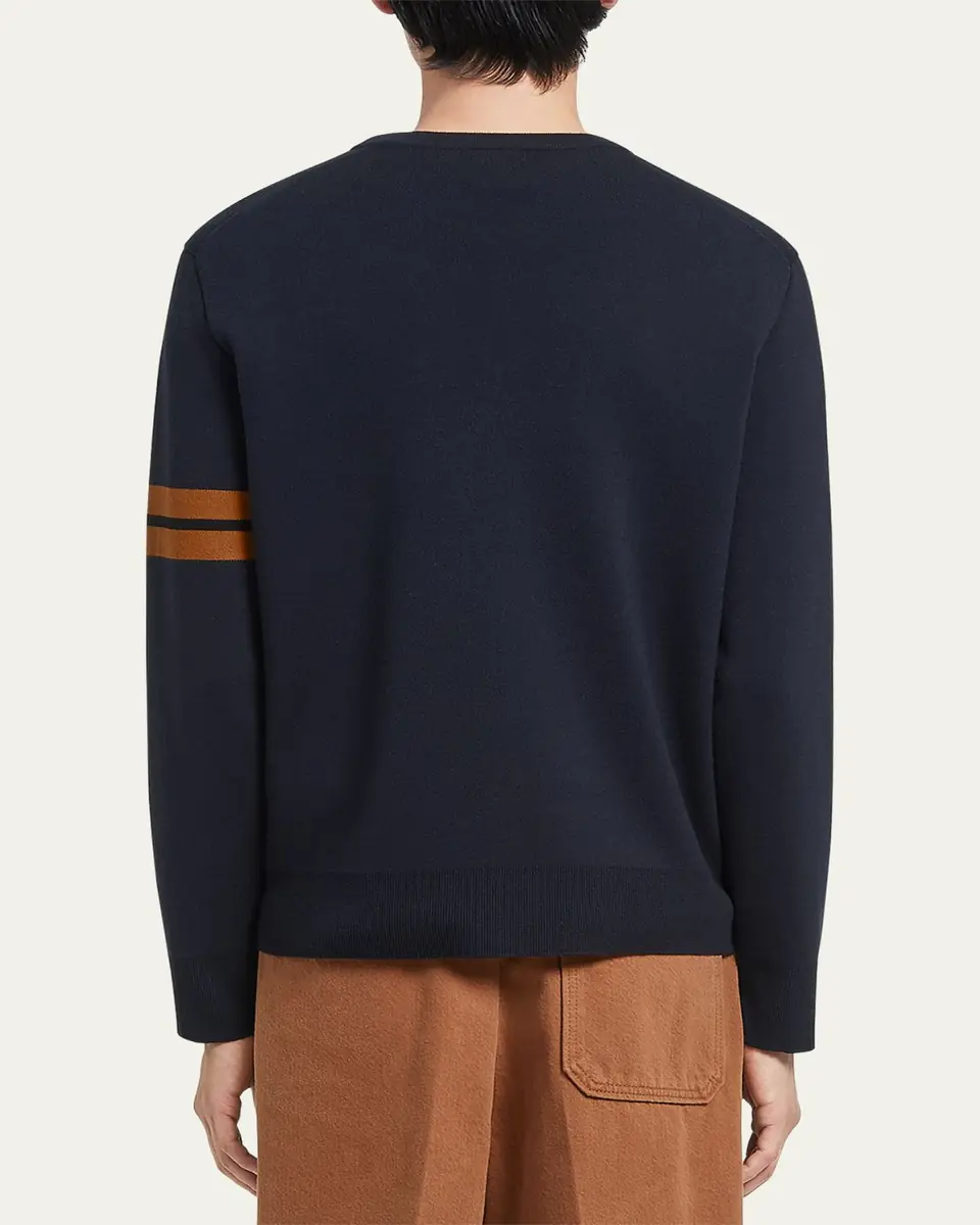 Zegna Men's Signifier Stripe Wool Crewneck Sweater | Thumbnail 4