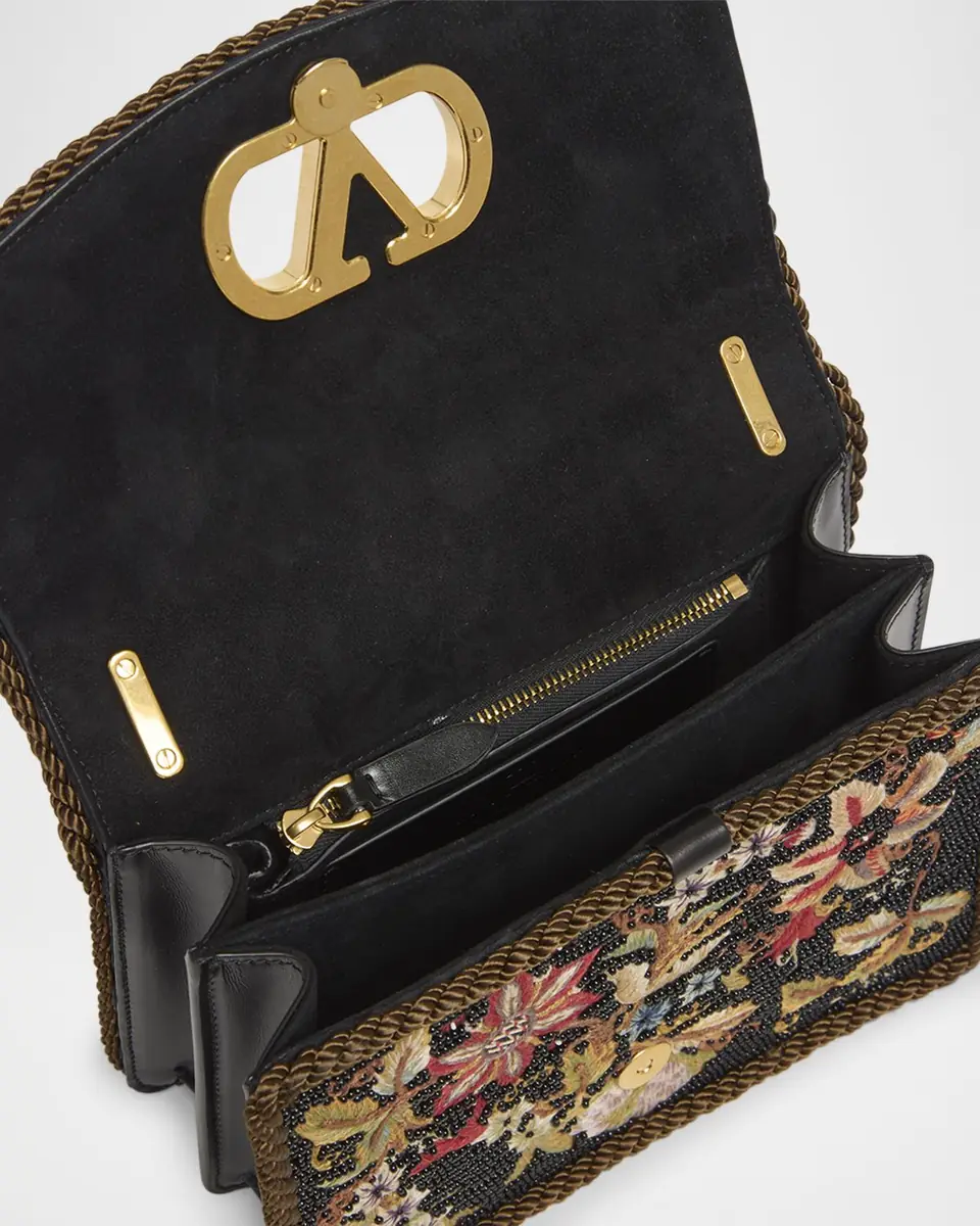 Valentino Garavani Vain Small VLOGO Floral Beaded Shoulder Bag | Thumbnail 3