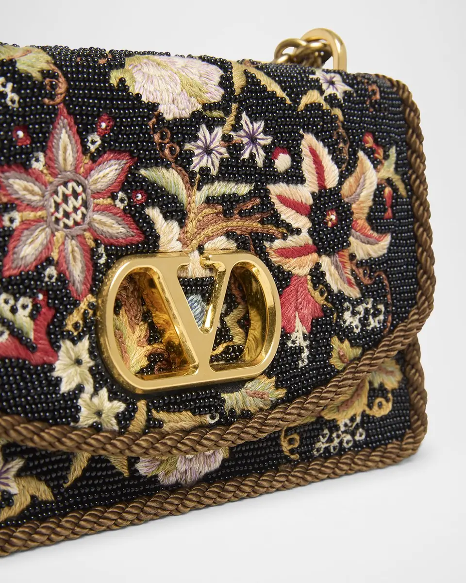 Valentino Garavani Vain Small VLOGO Floral Beaded Shoulder Bag | Thumbnail 5