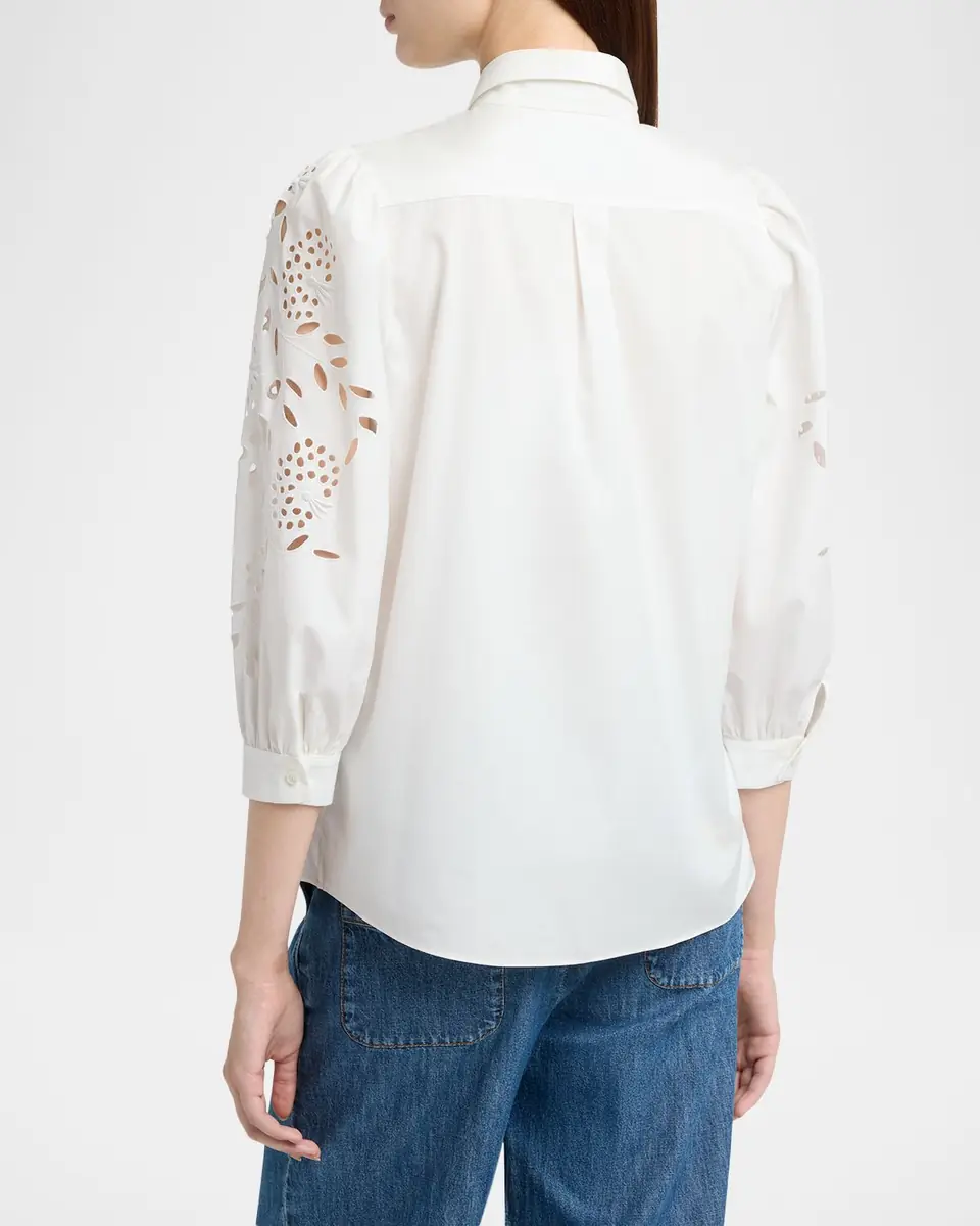 Valentino Garavani Broderie Anglaise Poplin Button-Down Shirt | Thumbnail 3 Valentino Garavani Broderie Anglaise Poplin Button-Down Shirt | Thumbnail 3