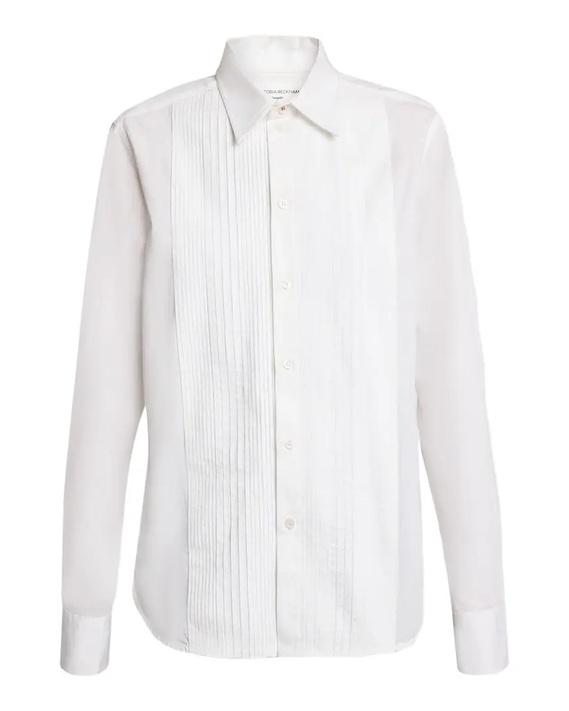 Victoria Beckham Pintucked Cotton Poplin Shirt | Image 1 Victoria Beckham Pintucked Cotton Poplin Shirt | Image 1
