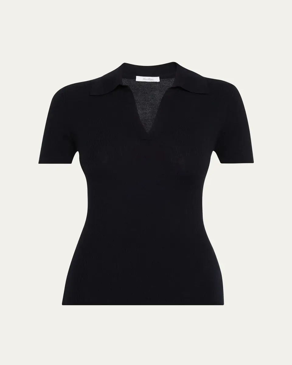 Max Mara Rib-Knit Wool Polo Shirt | Thumbnail 6 Max Mara Rib-Knit Wool Polo Shirt | Thumbnail 6