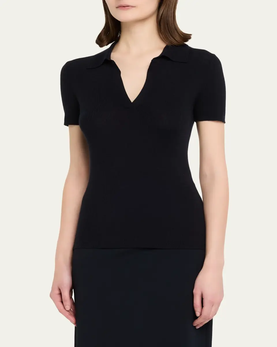 Max Mara Rib-Knit Wool Polo Shirt | Thumbnail 9 Max Mara Rib-Knit Wool Polo Shirt | Thumbnail 9