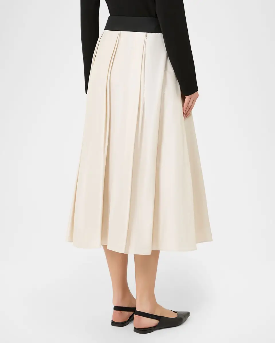 Max Mara Baschi Waist-Sash Pleated Taffeta Midi Skirt | Thumbnail 3