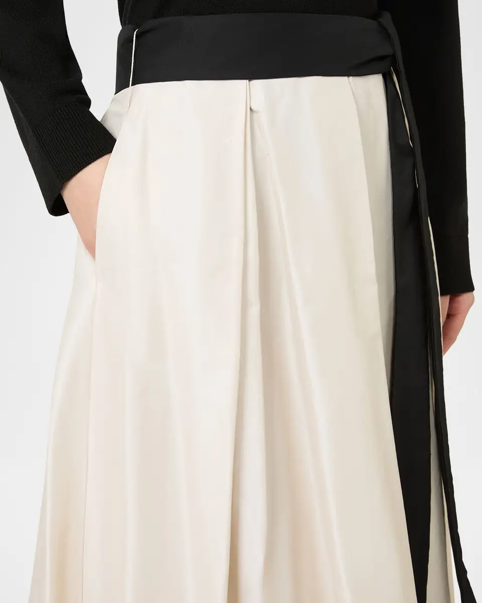 Max Mara Baschi Waist-Sash Pleated Taffeta Midi Skirt | Thumbnail 5