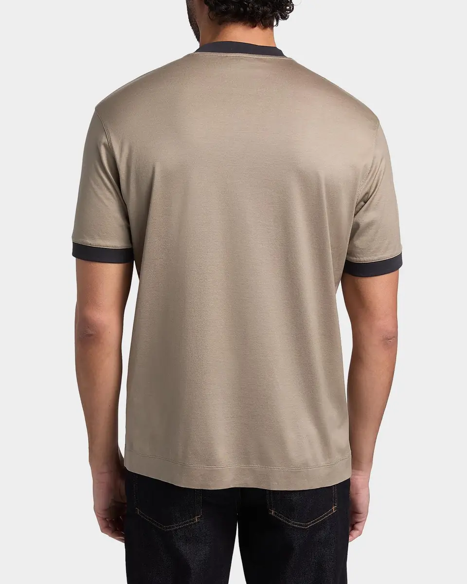 Emporio Armani Men's Lyocell and Cotton Contrast-Trim Crewneck T-Shirt | Thumbnail 2 Emporio Armani Men's Lyocell and Cotton Contrast-Trim Crewneck T-Shirt | Thumbnail 2