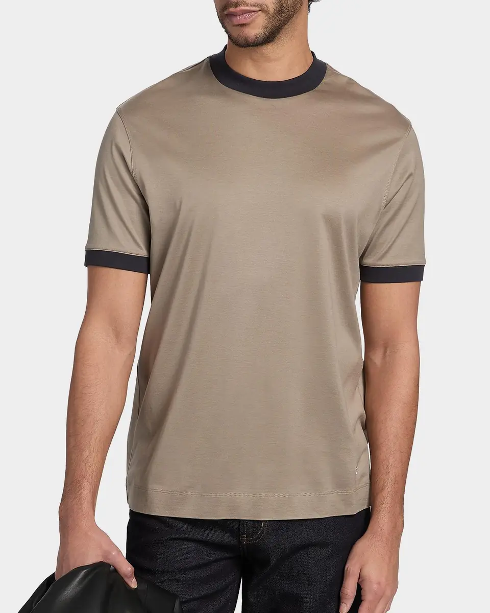 Emporio Armani Men's Lyocell and Cotton Contrast-Trim Crewneck T-Shirt | Thumbnail 3 Emporio Armani Men's Lyocell and Cotton Contrast-Trim Crewneck T-Shirt | Thumbnail 3