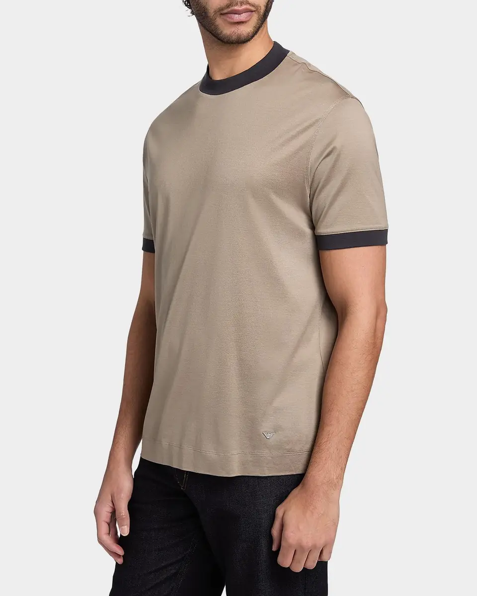 Emporio Armani Men's Lyocell and Cotton Contrast-Trim Crewneck T-Shirt | Thumbnail 6 Emporio Armani Men's Lyocell and Cotton Contrast-Trim Crewneck T-Shirt | Thumbnail 6