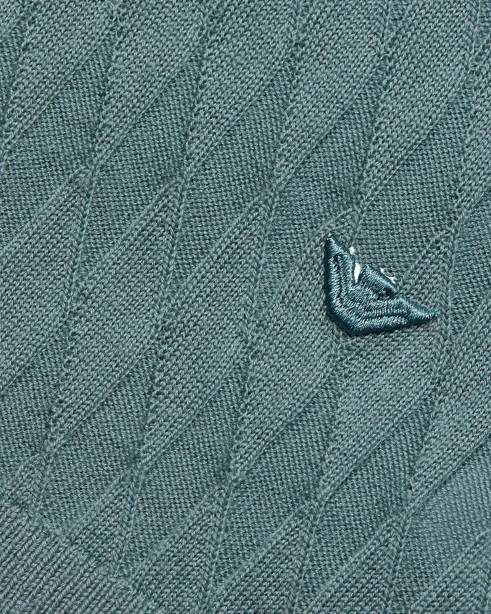 Emporio Armani Men's Wool Tonal Jacquard Crewneck Sweater | Thumbnail 6 Emporio Armani Men's Wool Tonal Jacquard Crewneck Sweater | Thumbnail 6