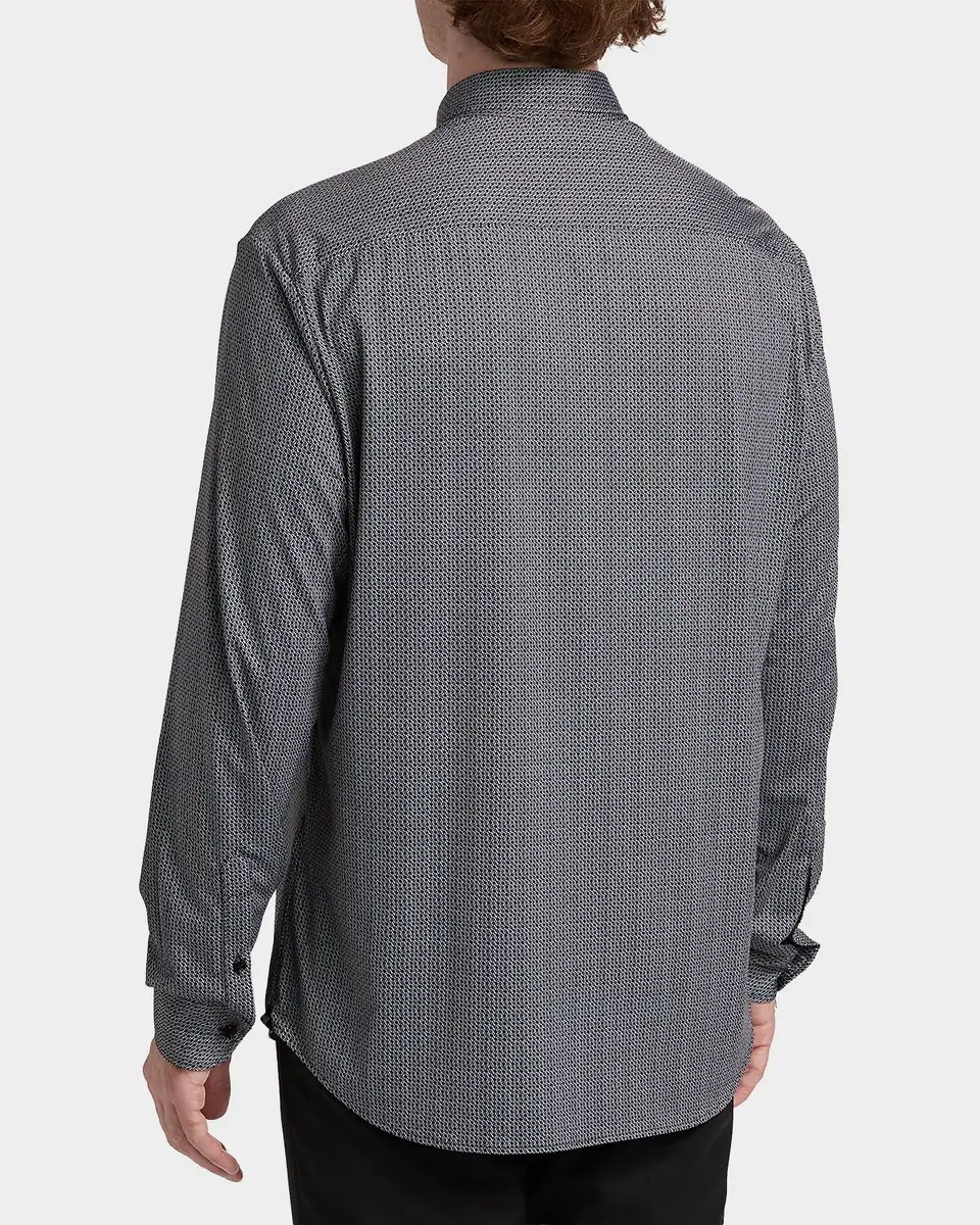 Emporio Armani Men's Polyester and Cotton Micro-Geometric Sport Shirt | Thumbnail 3 Emporio Armani Men's Polyester and Cotton Micro-Geometric Sport Shirt | Thumbnail 3