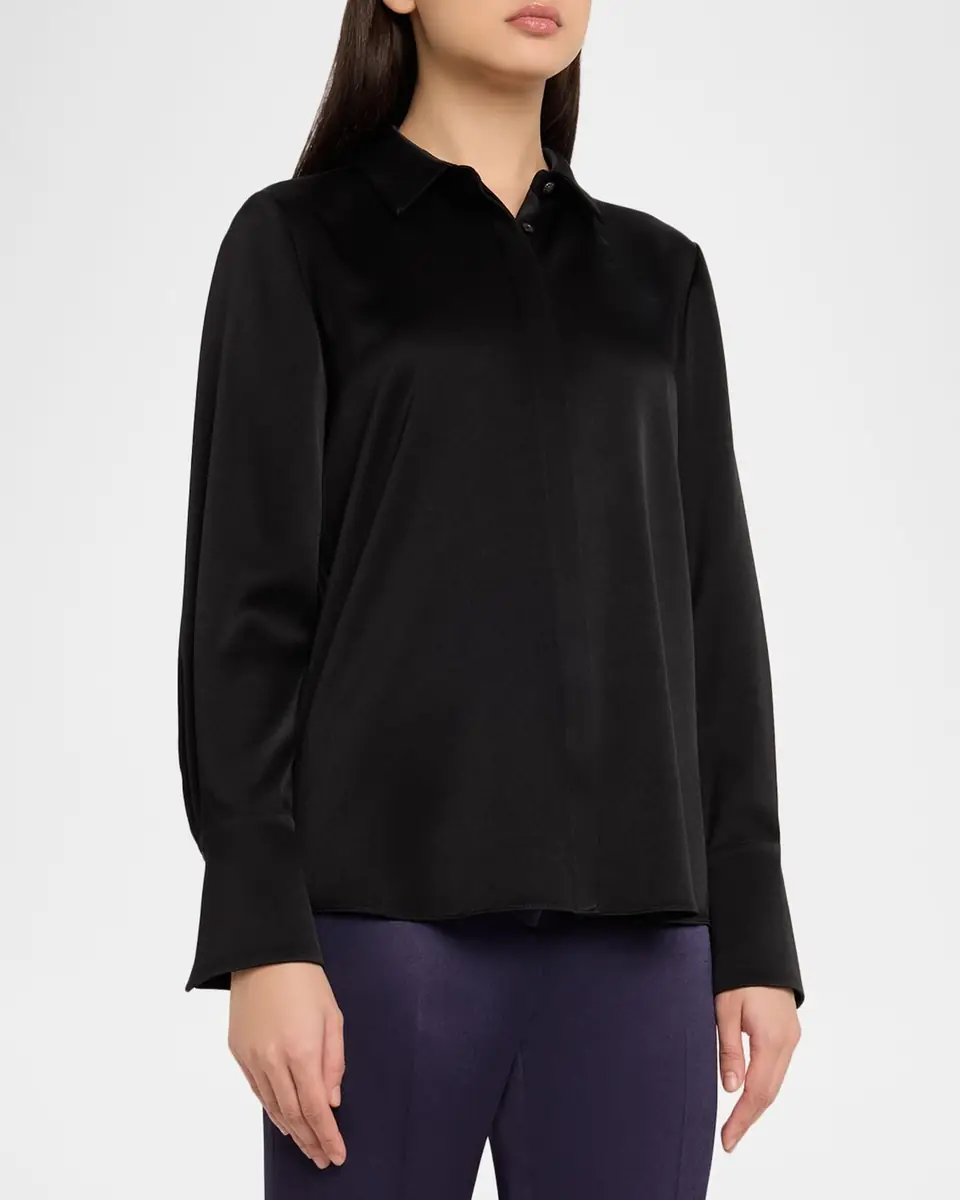 Ungaro Layne Satin Button-Front Blouse | Thumbnail 4 Ungaro Layne Satin Button-Front Blouse | Thumbnail 4