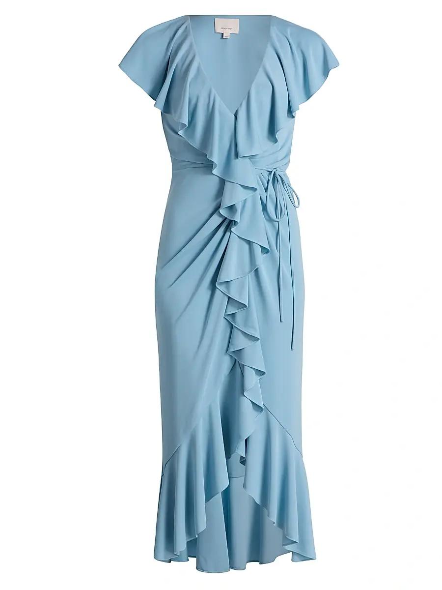 Cinq à Sept Women's Malak Ruffle Wrap Dress - Bluebell | Image 1 Cinq à Sept Women's Malak Ruffle Wrap Dress - Bluebell | Image 1
