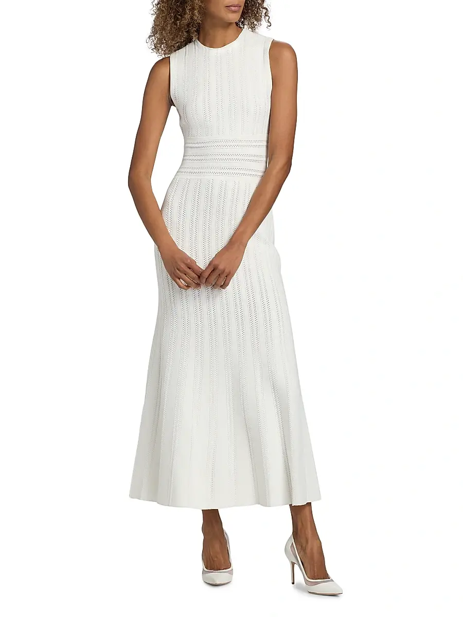 Adam Lippes Women's Sloan Compact Jacquard Midi-Dress | Thumbnail 2