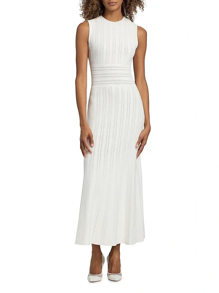 Adam Lippes Women's Sloan Compact Jacquard Midi-Dress | Thumbnail 3