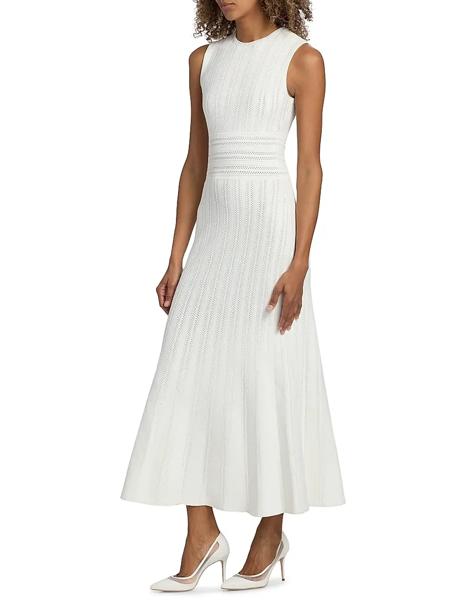 Adam Lippes Women's Sloan Compact Jacquard Midi-Dress | Thumbnail 4