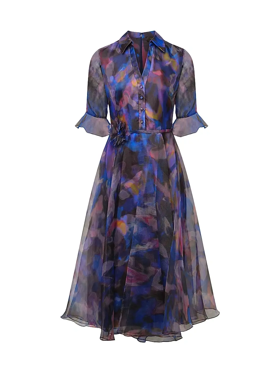 THEIA Women's Colette Midi-Shirtdress