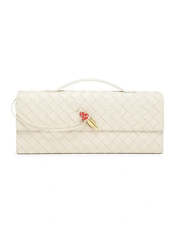 Women's Andiamo Mushroom Intrecciato Leather Top-Handle Clutch Women's Andiamo Mushroom Intrecciato Leather Top-Handle Clutch