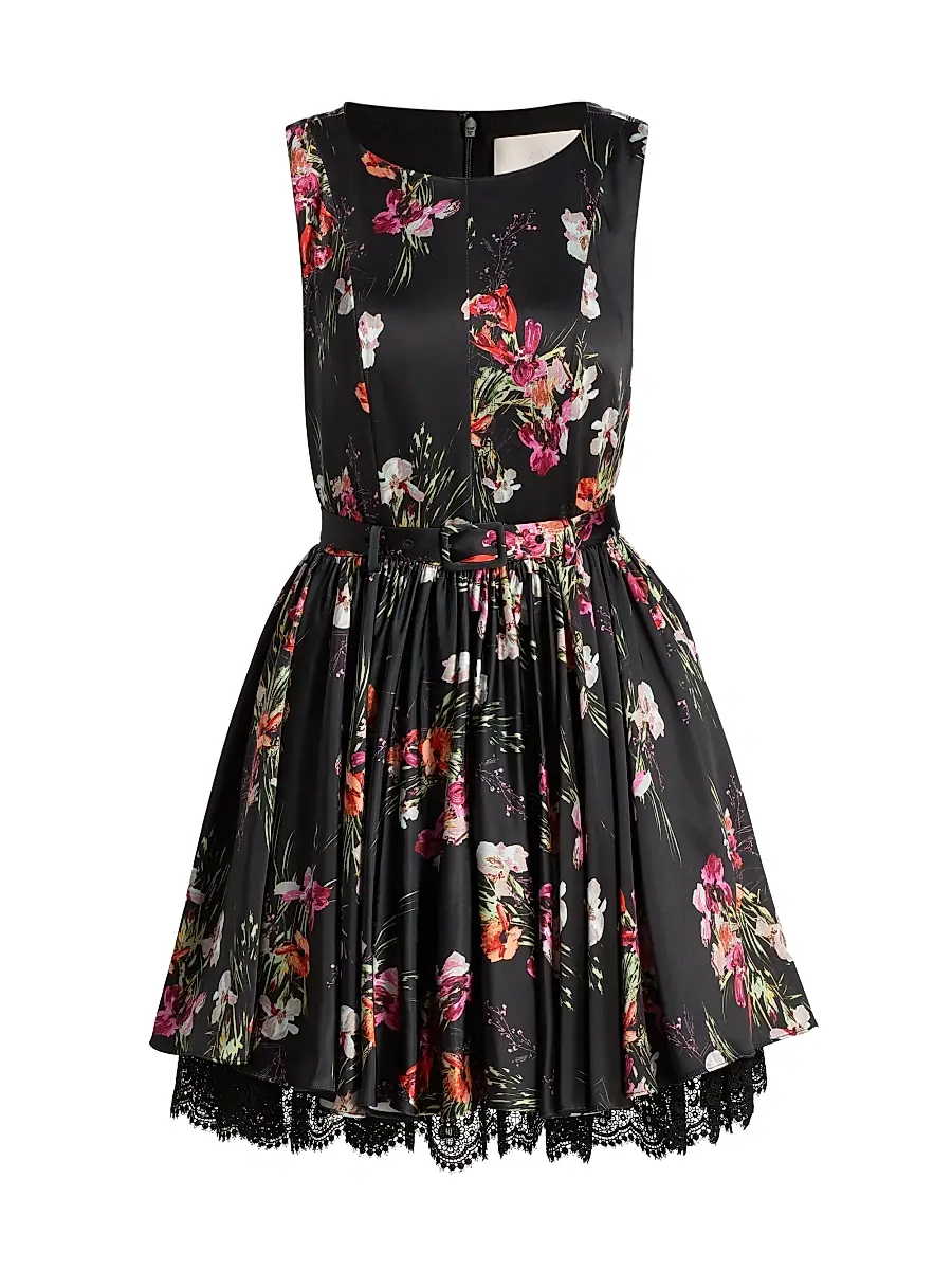 Cinq à Sept Women's Caelia Iris Bouquet Minidress - Black Multi | Image 1 Cinq à Sept Women's Caelia Iris Bouquet Minidress - Black Multi | Image 1