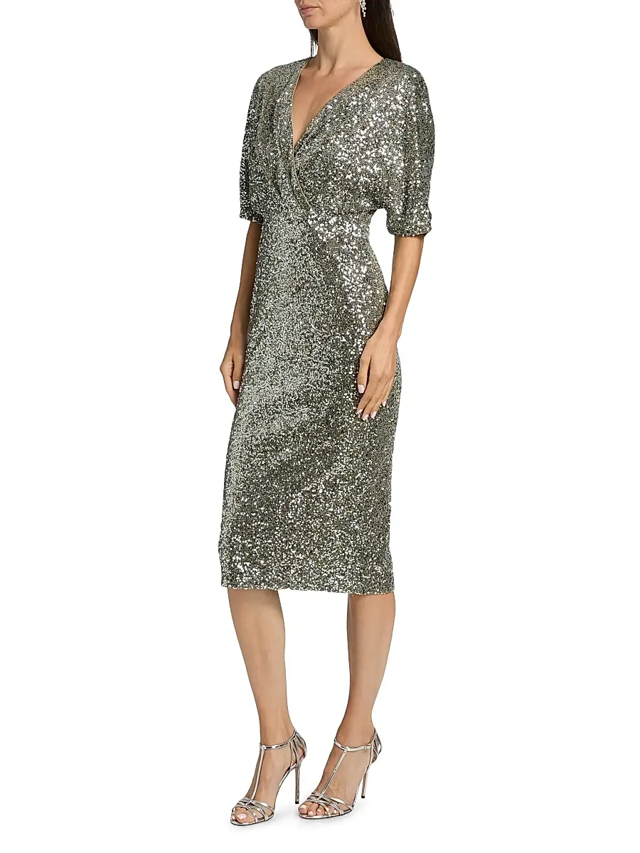 BADGLEY MISCHKA Women's Sequin V-Neck Midi-Dress | Thumbnail 4 BADGLEY MISCHKA Women's Sequin V-Neck Midi-Dress | Thumbnail 4