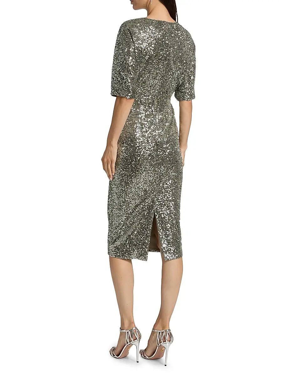 BADGLEY MISCHKA Women's Sequin V-Neck Midi-Dress | Thumbnail 5 BADGLEY MISCHKA Women's Sequin V-Neck Midi-Dress | Thumbnail 5