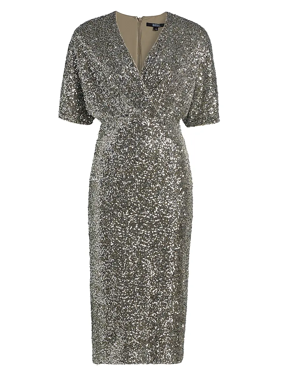 BADGLEY MISCHKA Women's Sequin V-Neck Midi-Dress