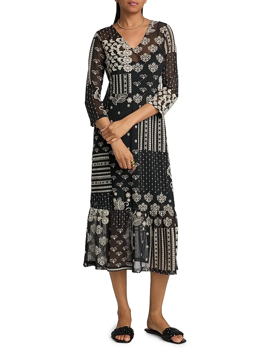 Johnny Was Women's Wynona Golden Blossom Midi-Dress | Thumbnail 2