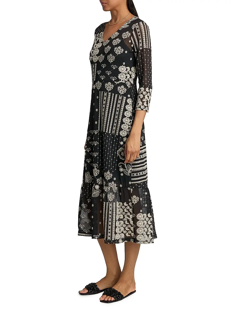 Johnny Was Women's Wynona Golden Blossom Midi-Dress | Thumbnail 4