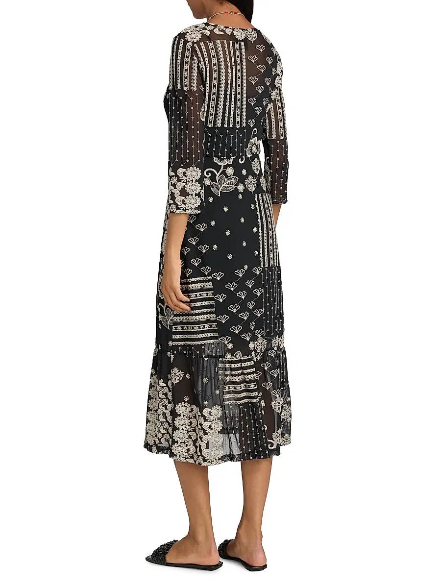 Johnny Was Women's Wynona Golden Blossom Midi-Dress | Thumbnail 5